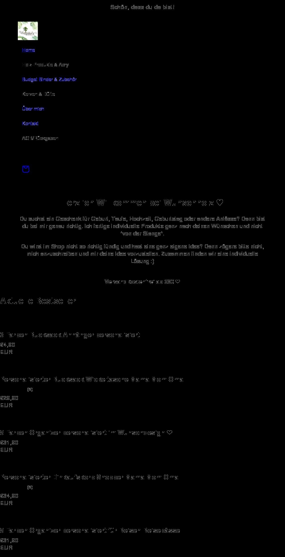 wunschholz.de shopify website screenshot
