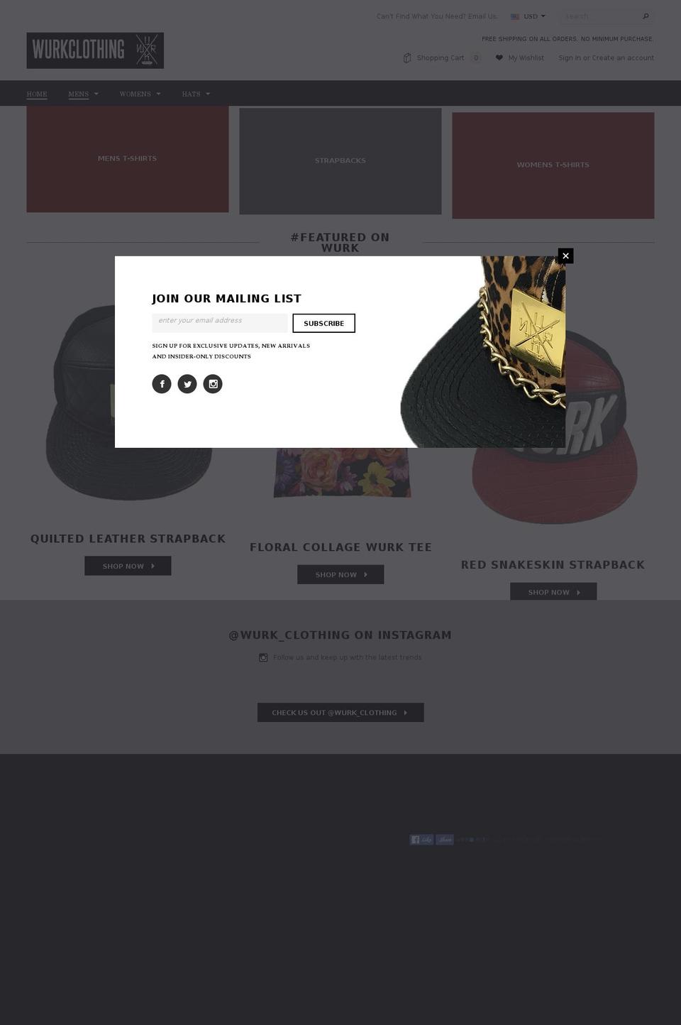 wurkclothing.com shopify website screenshot
