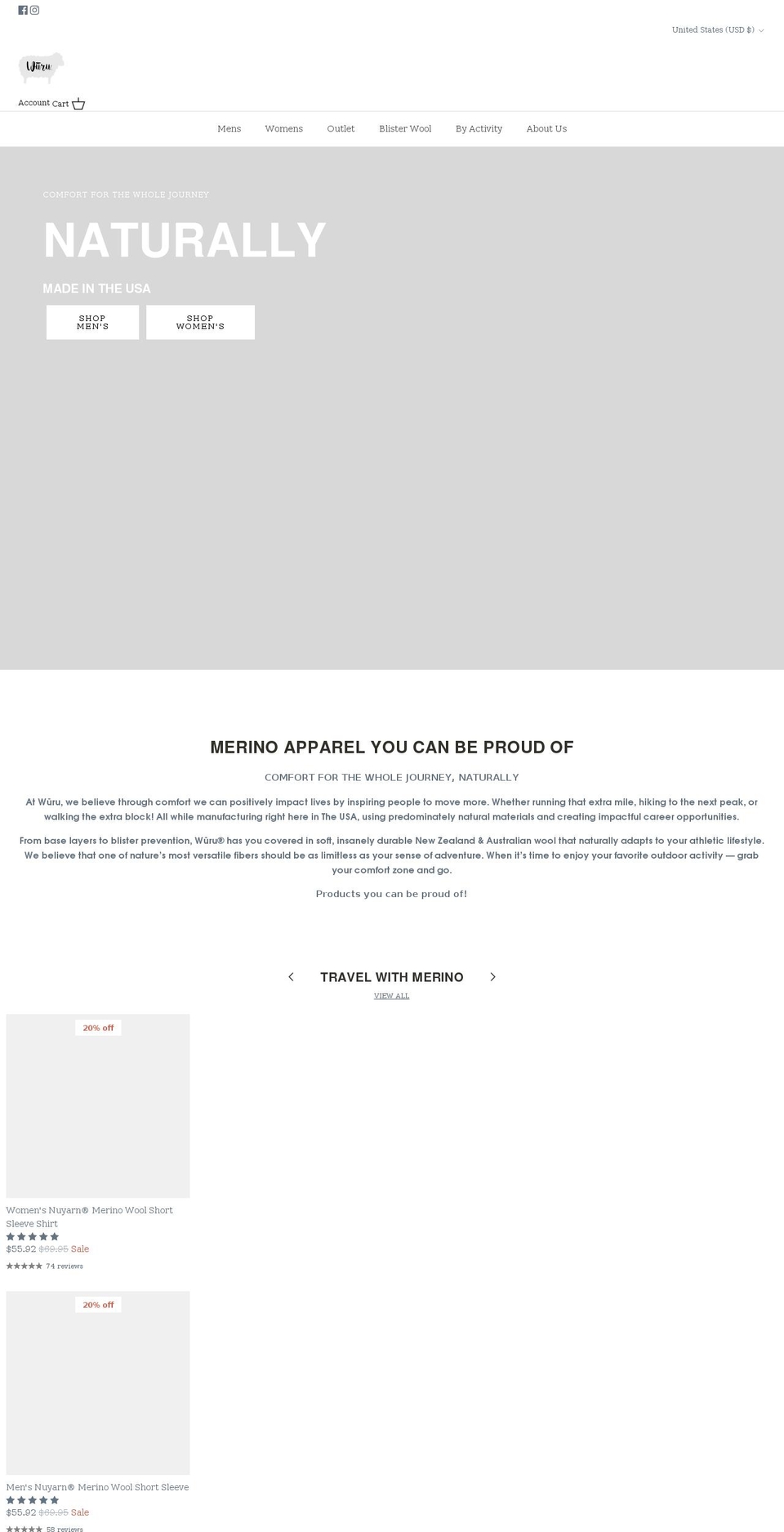 wuruwool.com shopify website screenshot