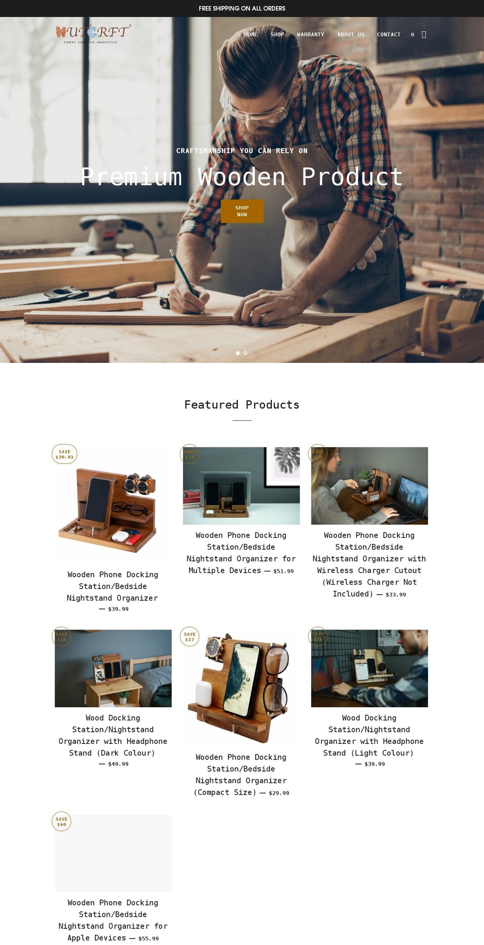 wutcrft.com shopify website screenshot