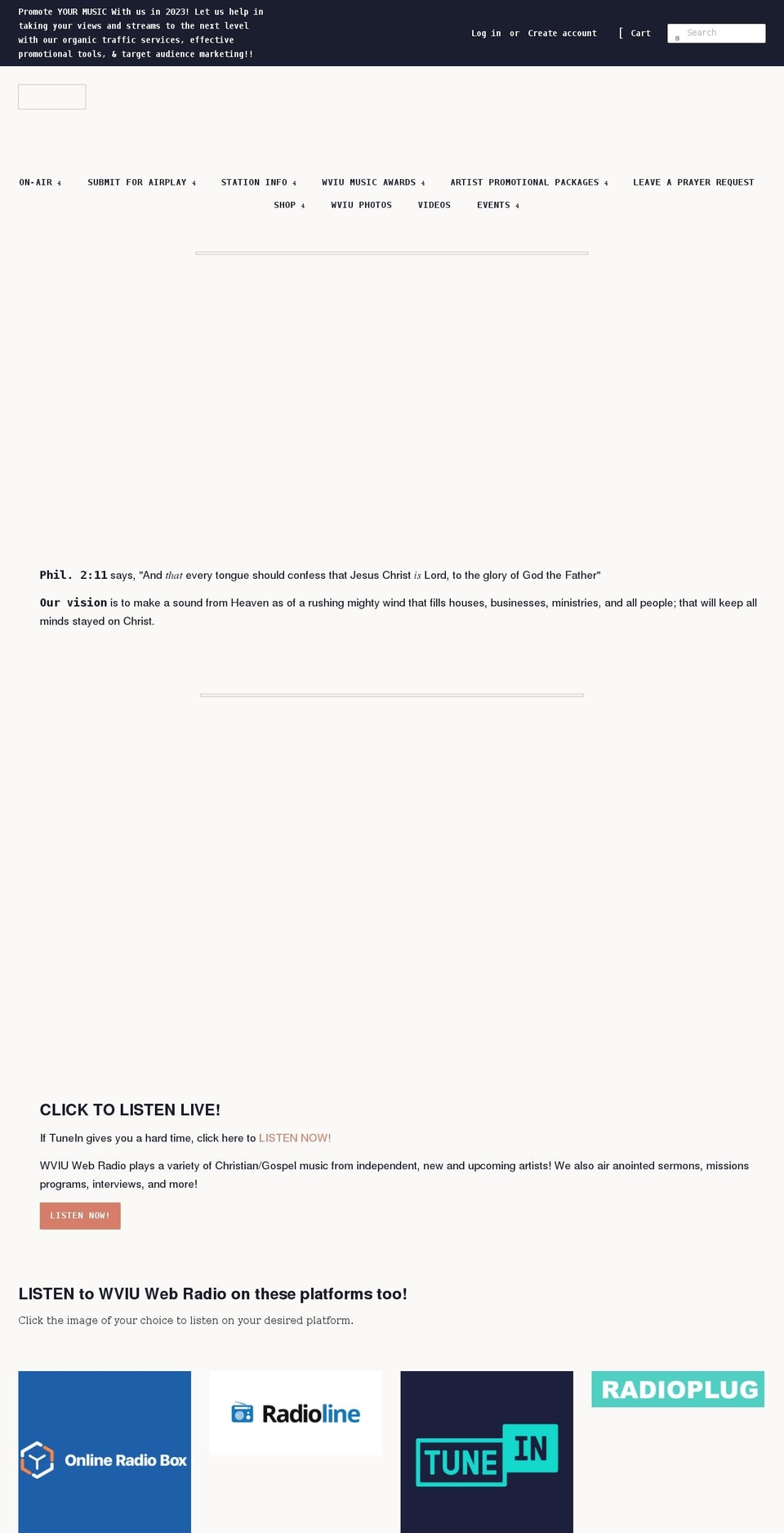 wviuradio.net shopify website screenshot