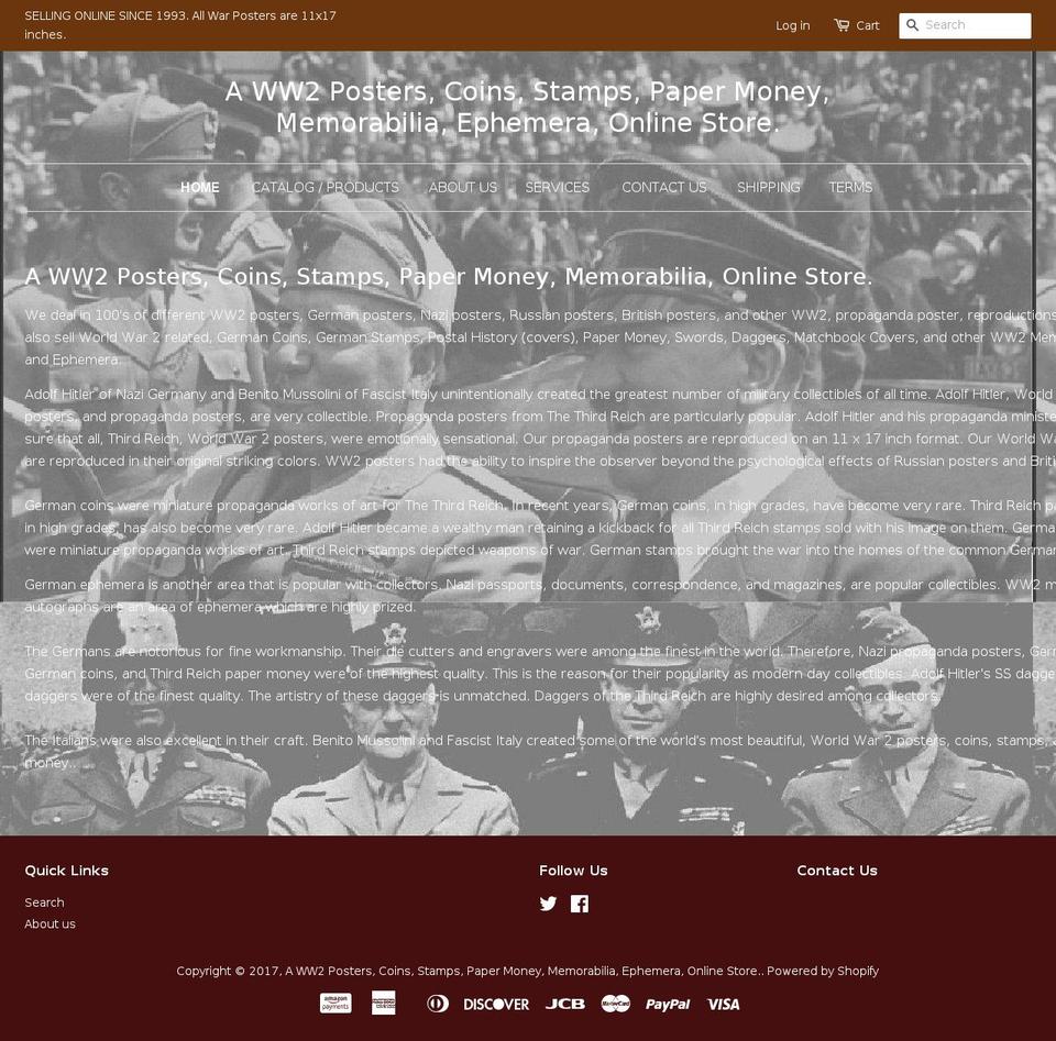 ww2collectibles.com shopify website screenshot