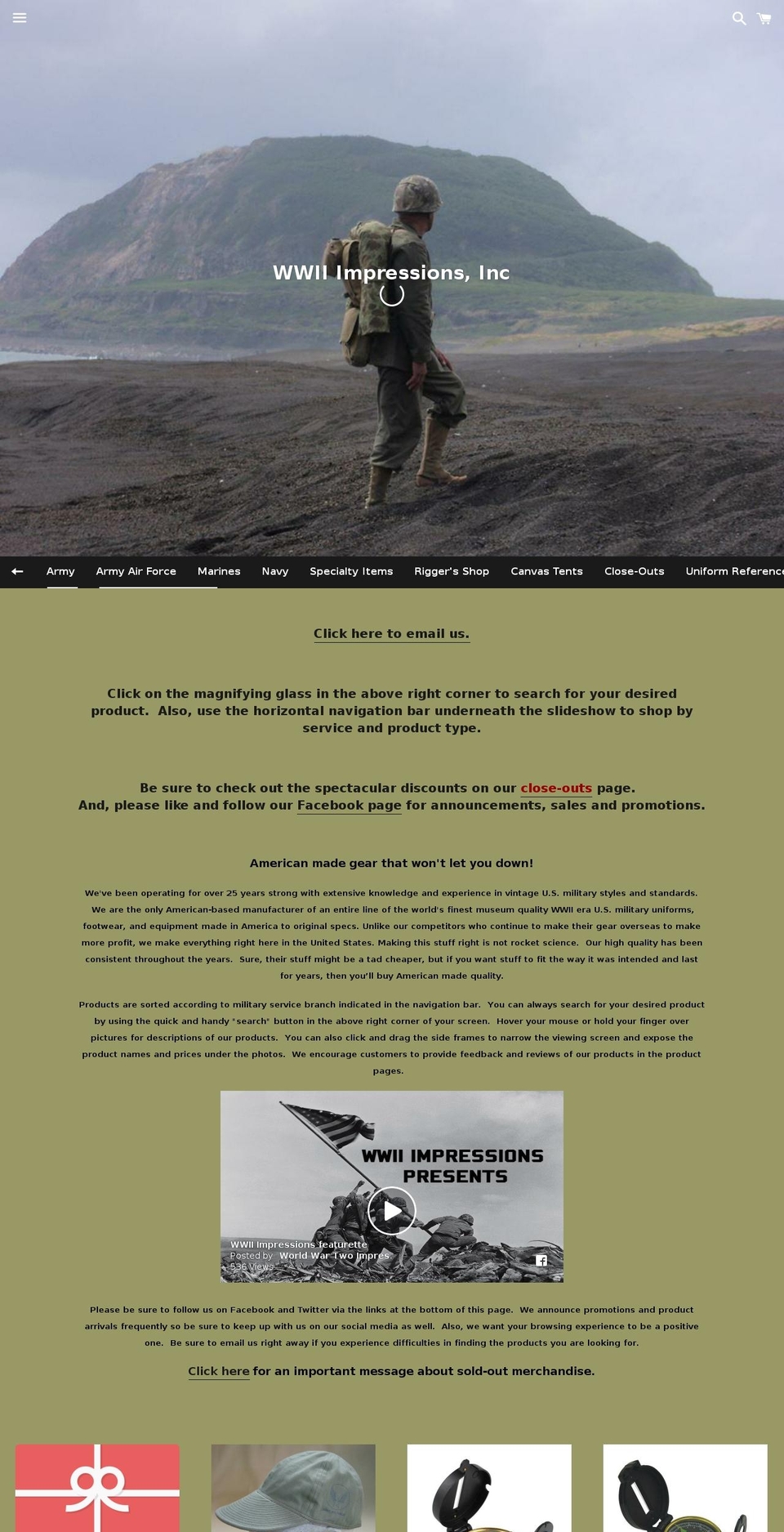 wwiiimpressions.com shopify website screenshot