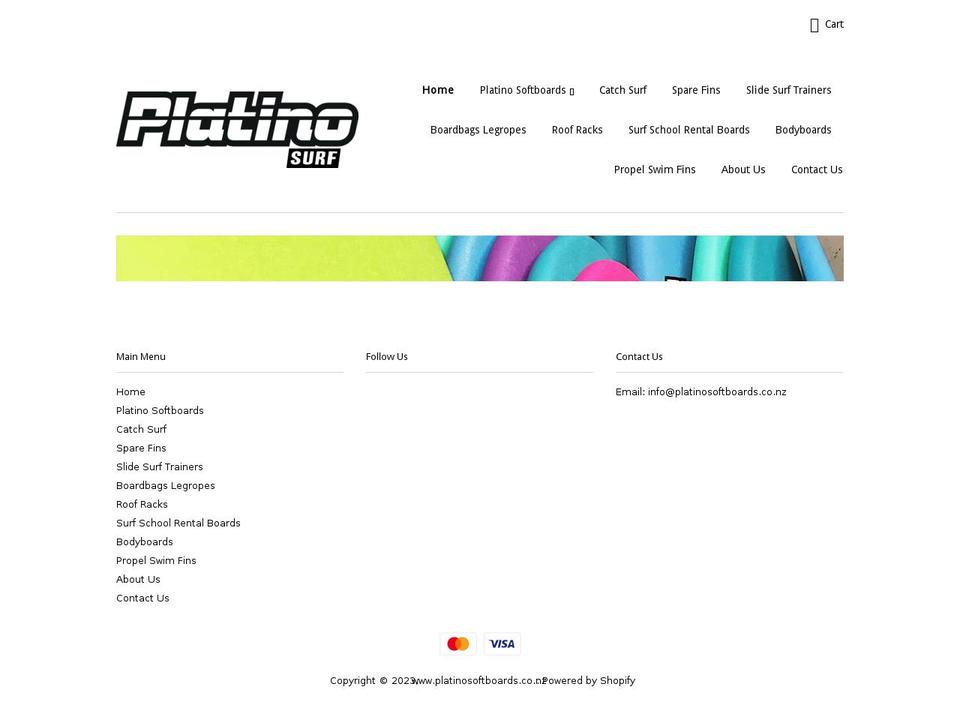 www-platinosoftboards-co-nz.myshopify.com shopify website screenshot