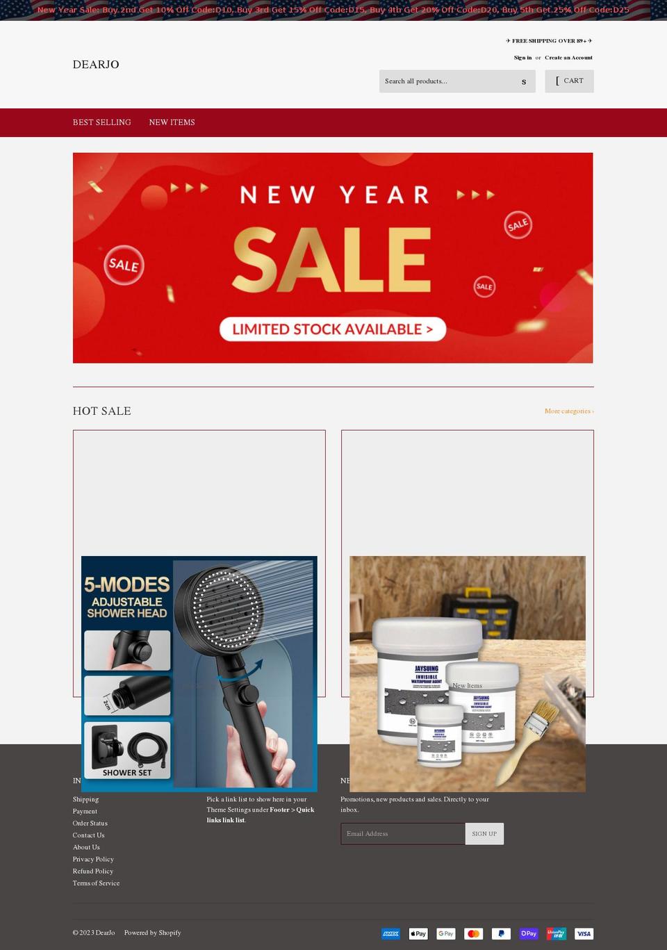 www2.dearjo.com shopify website screenshot