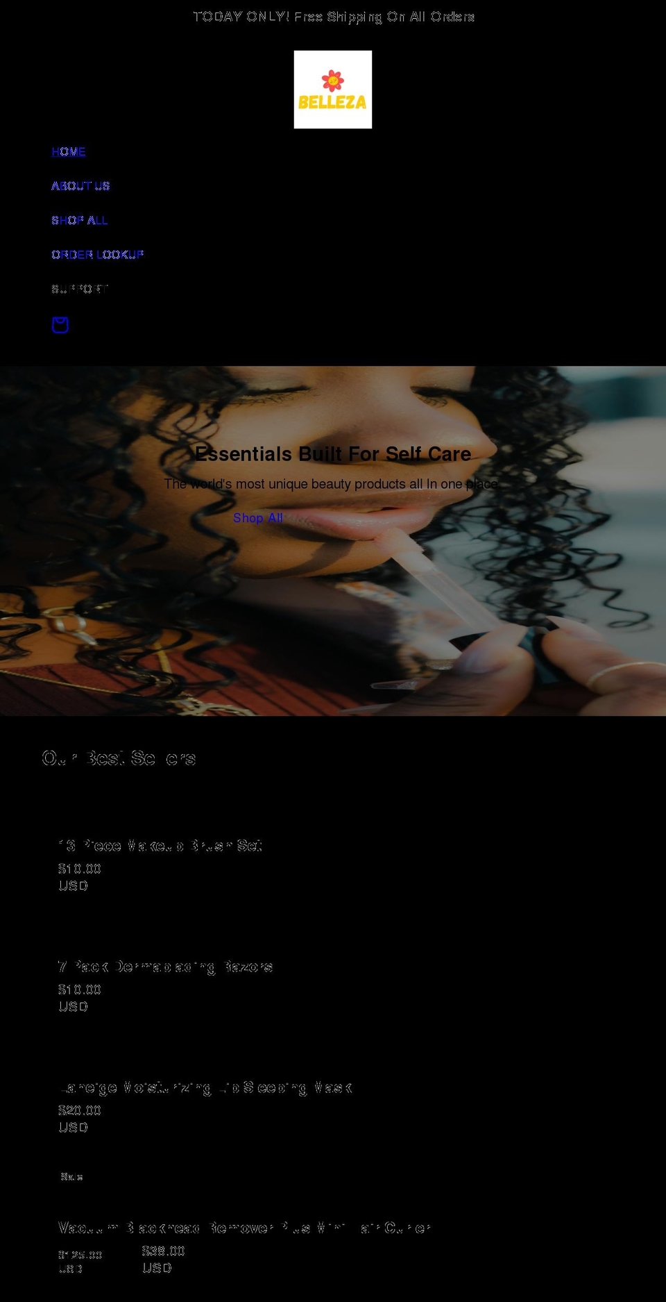 wwwbelleza.com shopify website screenshot