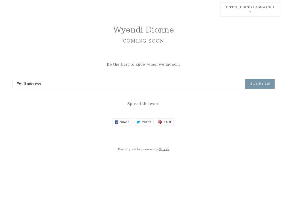 wyendidionne.com shopify website screenshot