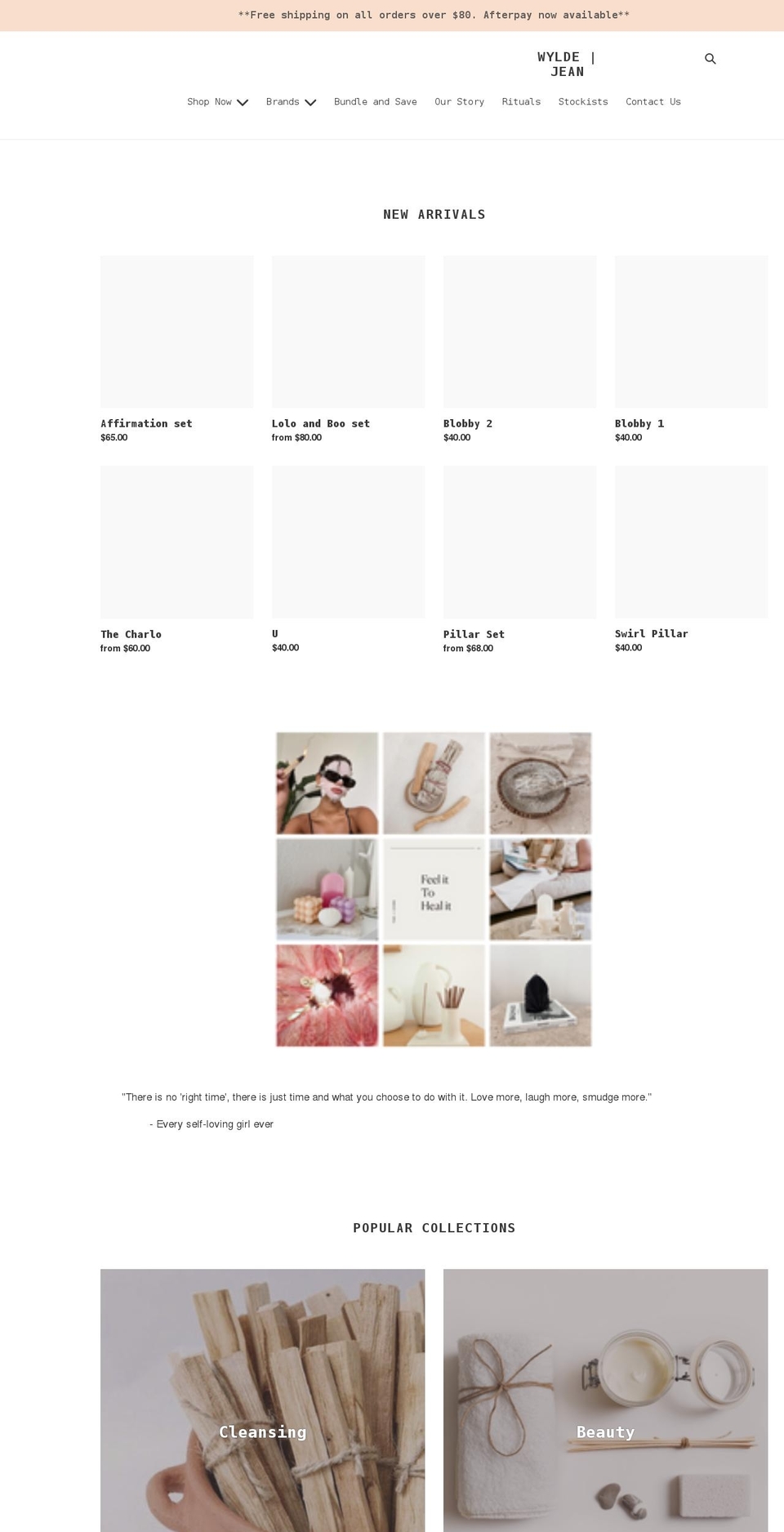 wyldejean.com.au shopify website screenshot