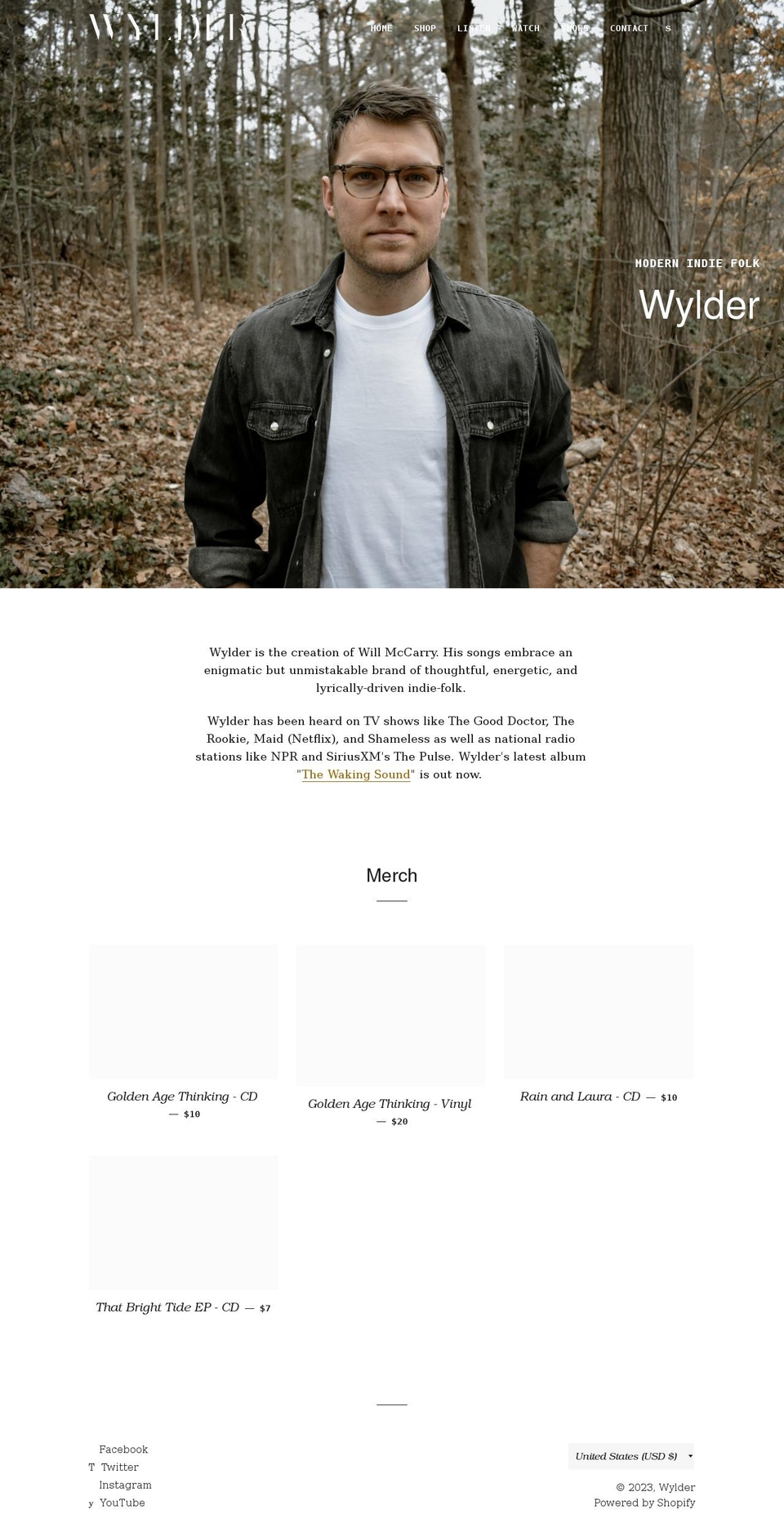 wyldermusic.com shopify website screenshot