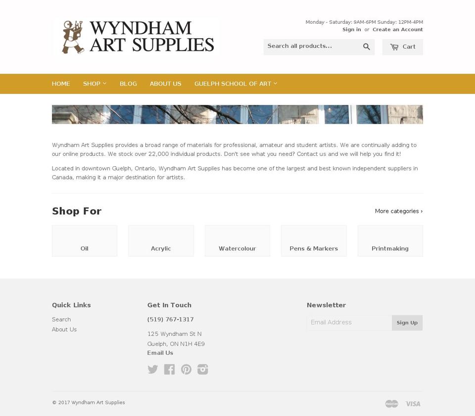 wyndhamartsupplies.com shopify website screenshot