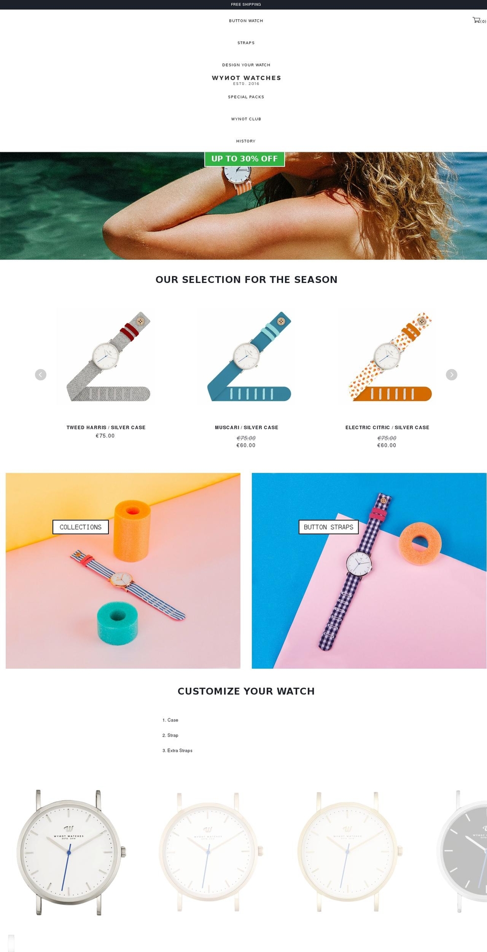 wynotwatches.com shopify website screenshot