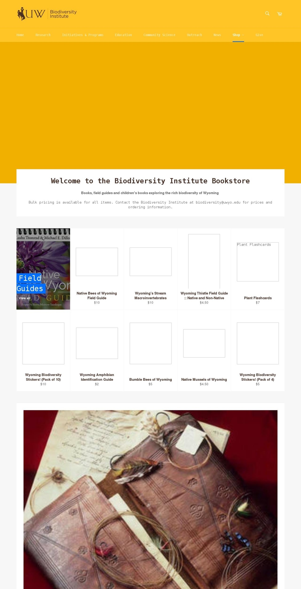 wyobiodiversity.net shopify website screenshot