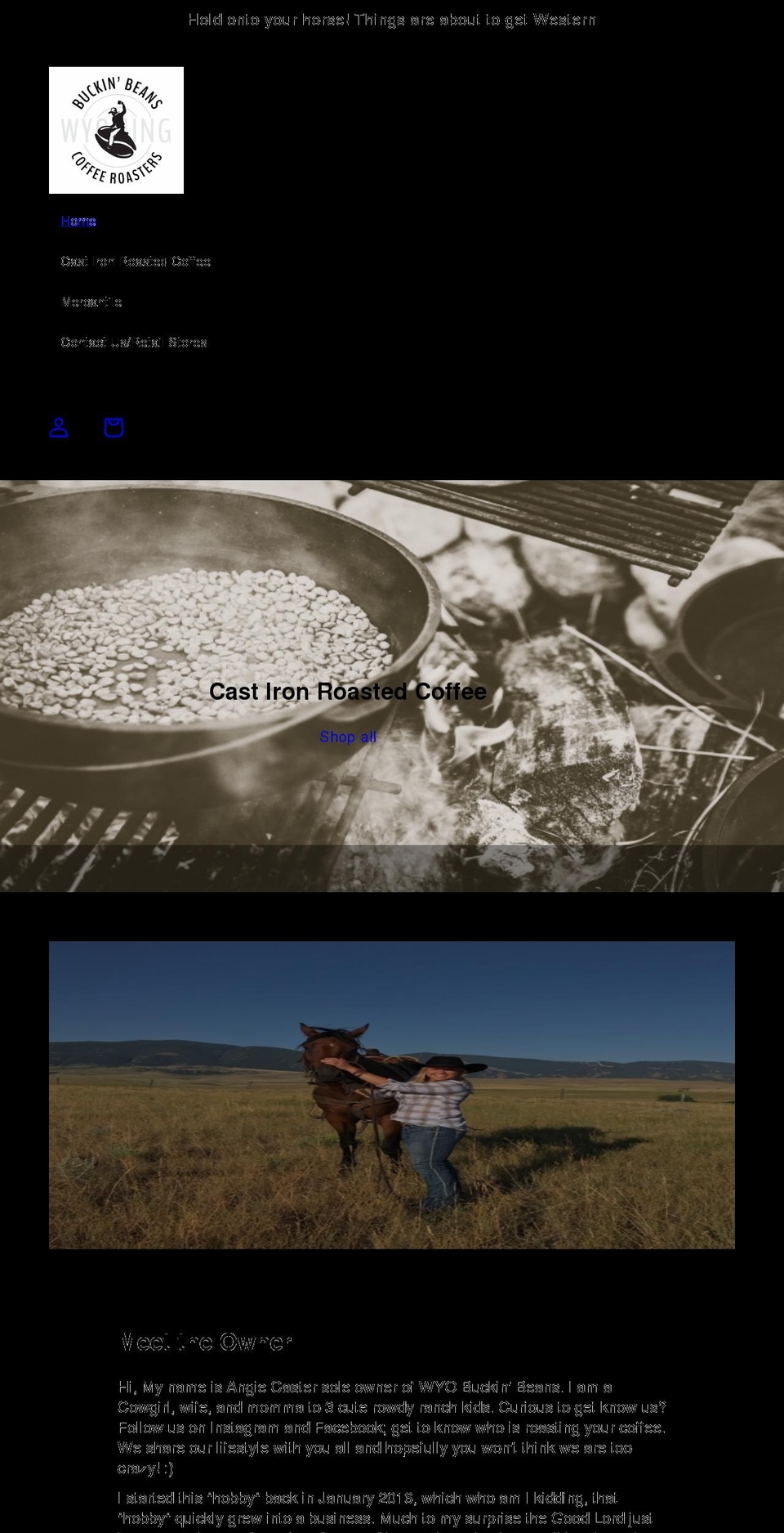 wyobuckinbeans.com shopify website screenshot