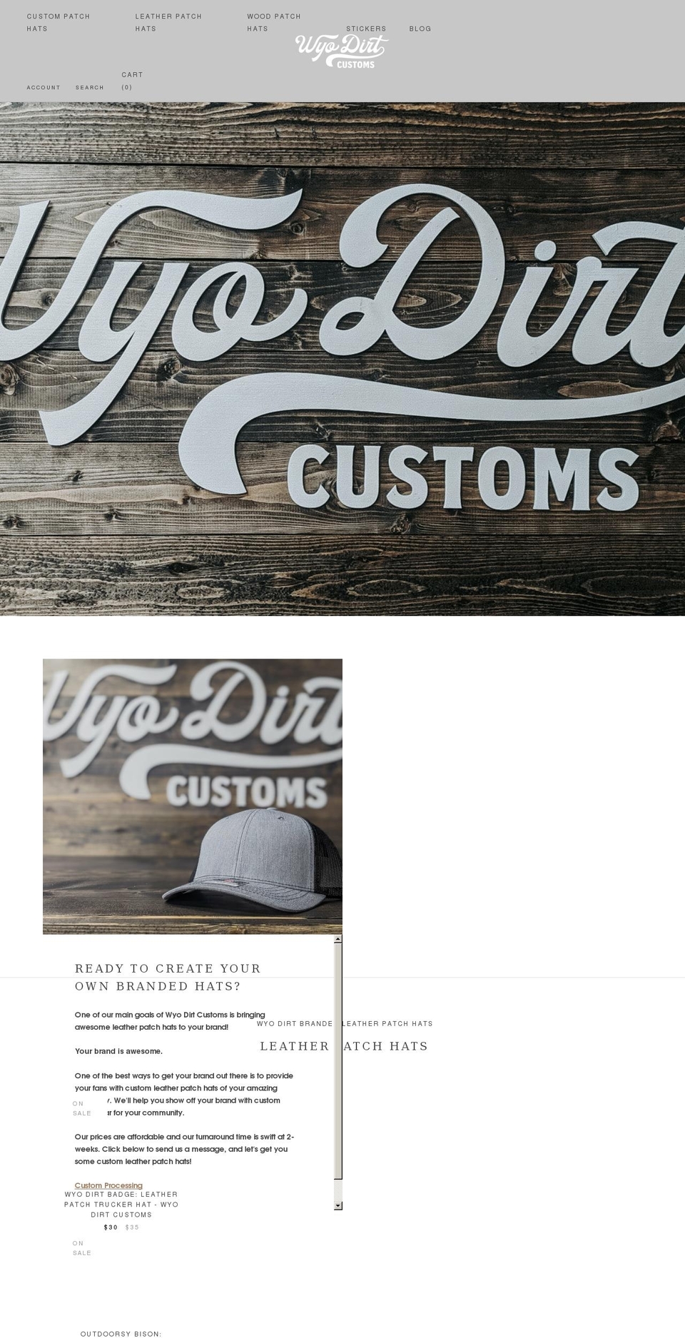 wyodirtcustoms.com shopify website screenshot