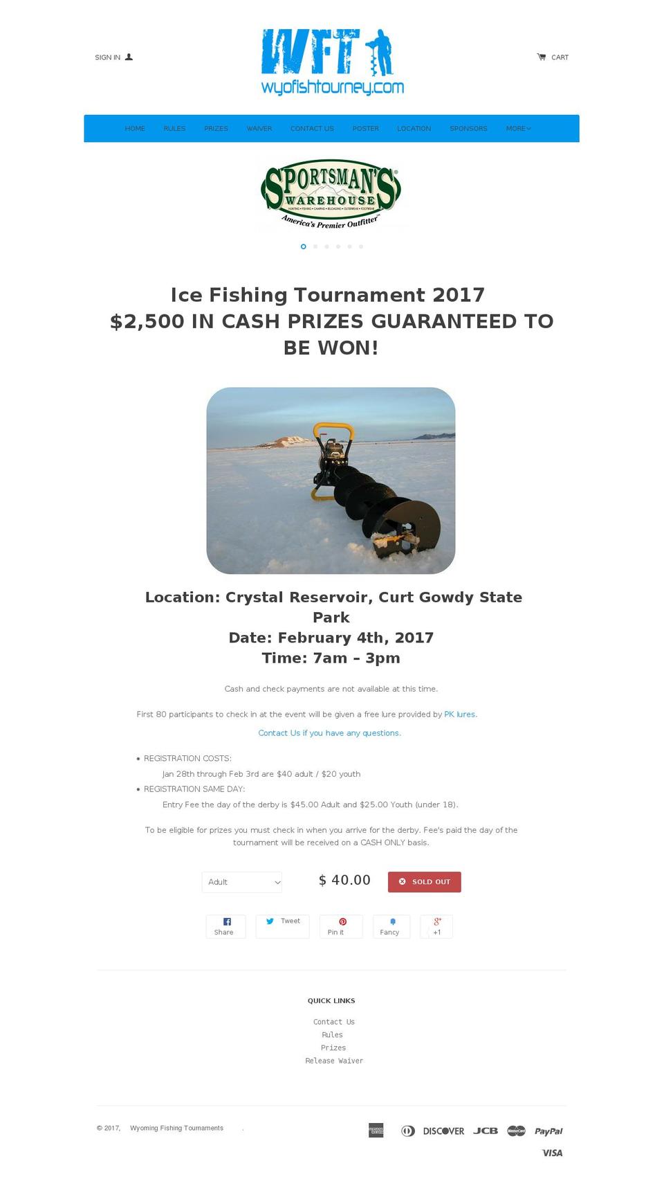 wyofishtourney.com shopify website screenshot