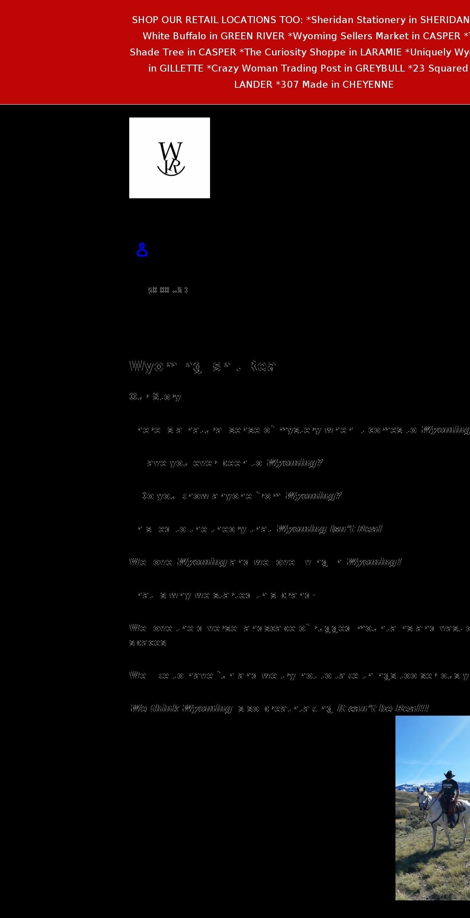 wyomingisntreal.com shopify website screenshot