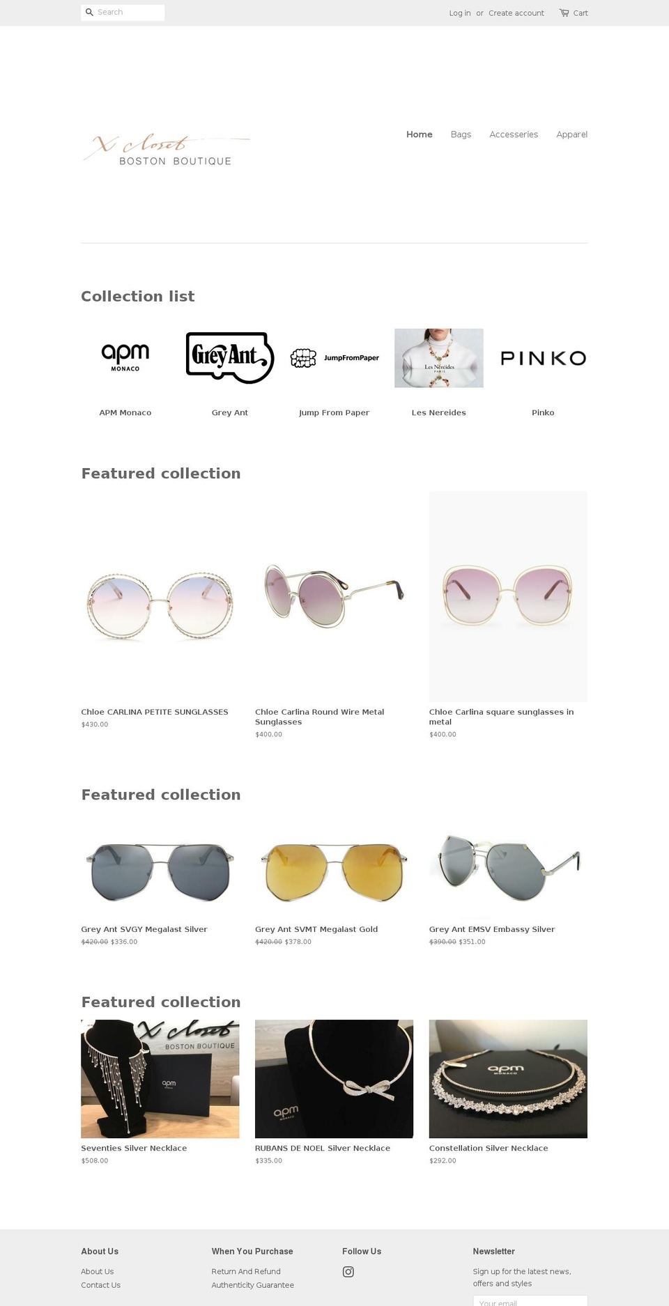x-closet.com shopify website screenshot