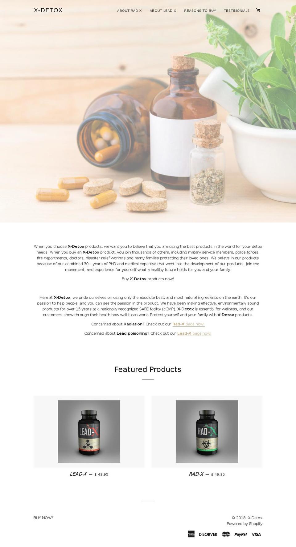 x-detox.com shopify website screenshot