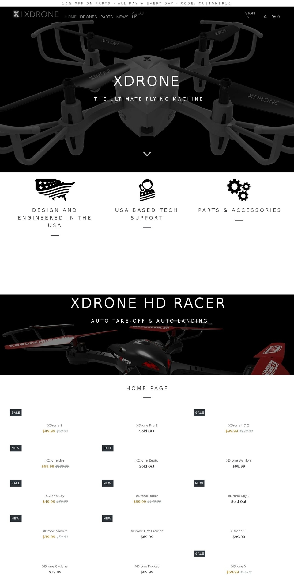 x-drone.us shopify website screenshot