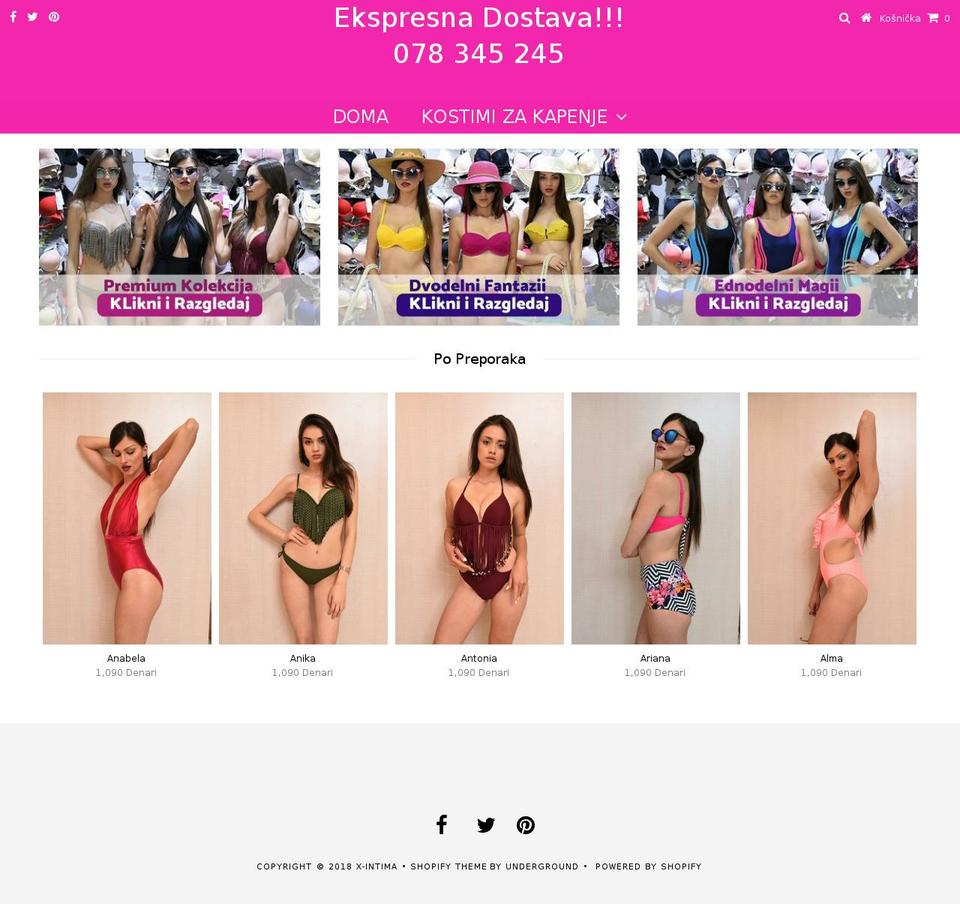 x-intima.com — Shopify storefront screenshot