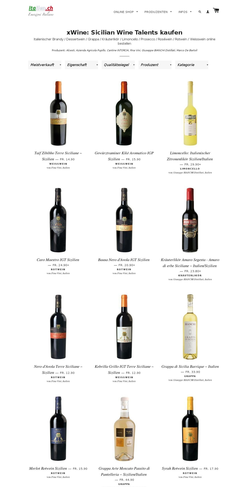 x-wine.it shopify website screenshot