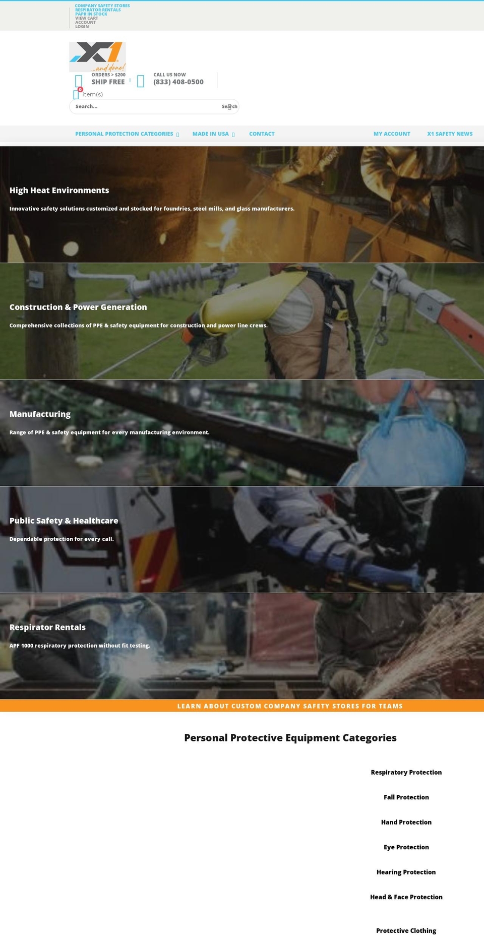 x1safety.com shopify website screenshot