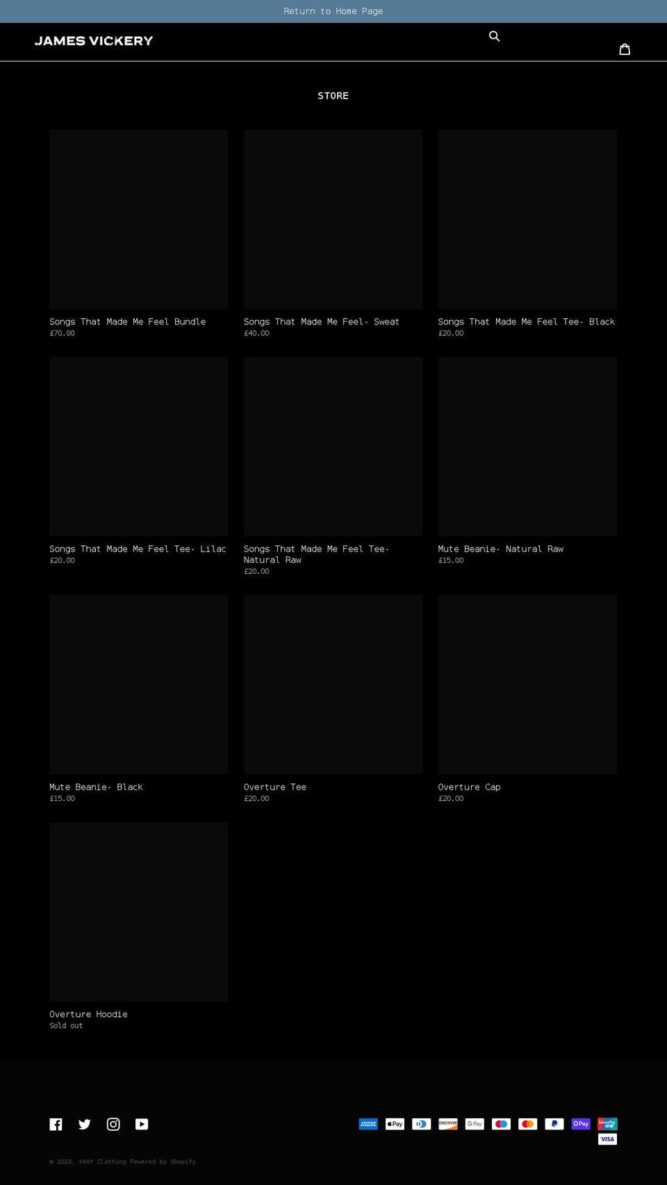 xaayclothing.com shopify website screenshot