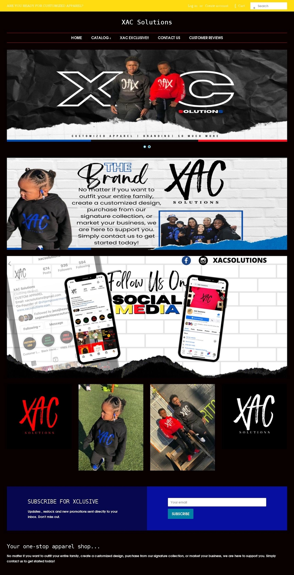 xacsolutions.com shopify website screenshot