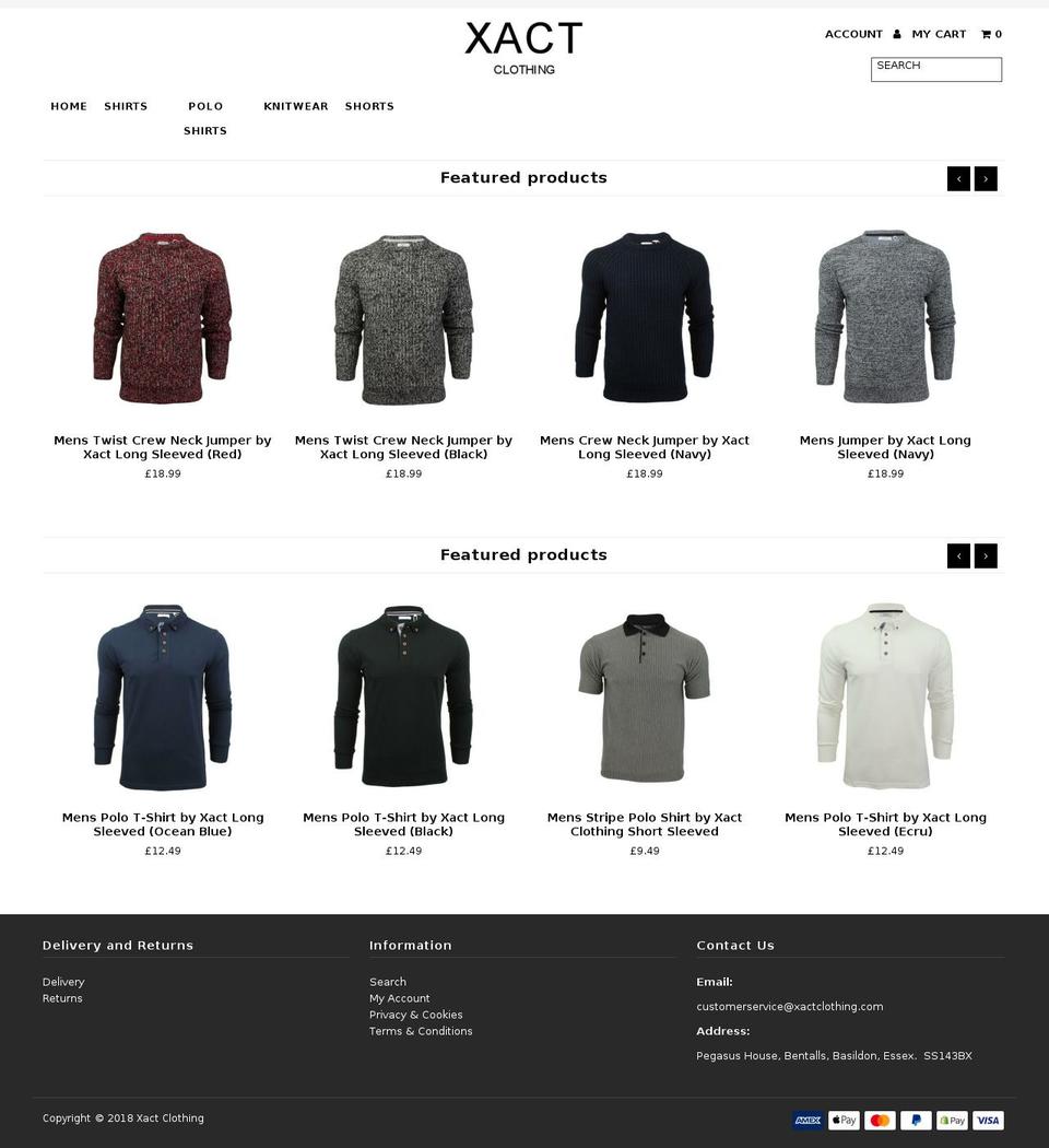 xactclothing.com shopify website screenshot