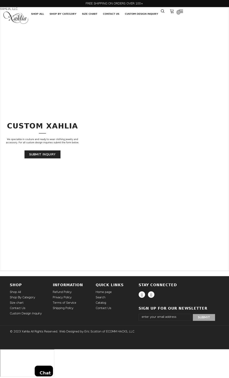 xahlia.com shopify website screenshot