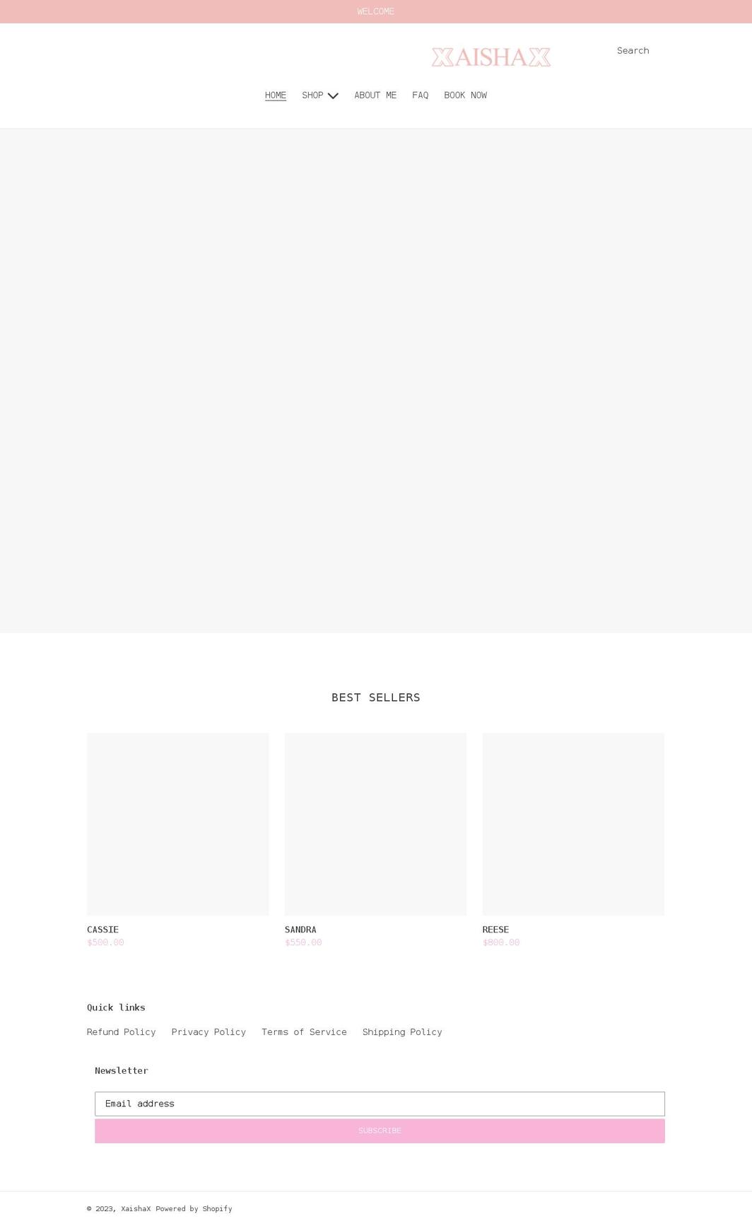 xaishax.com shopify website screenshot