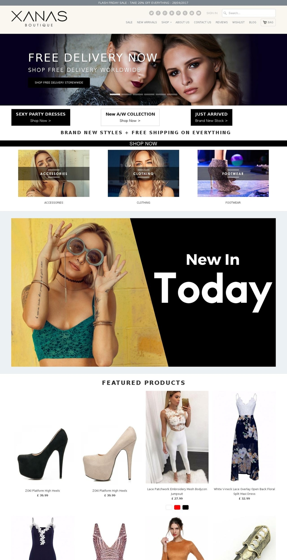 xanasboutique.com shopify website screenshot