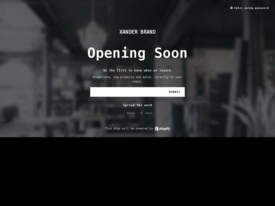xander-brand.com shopify website screenshot