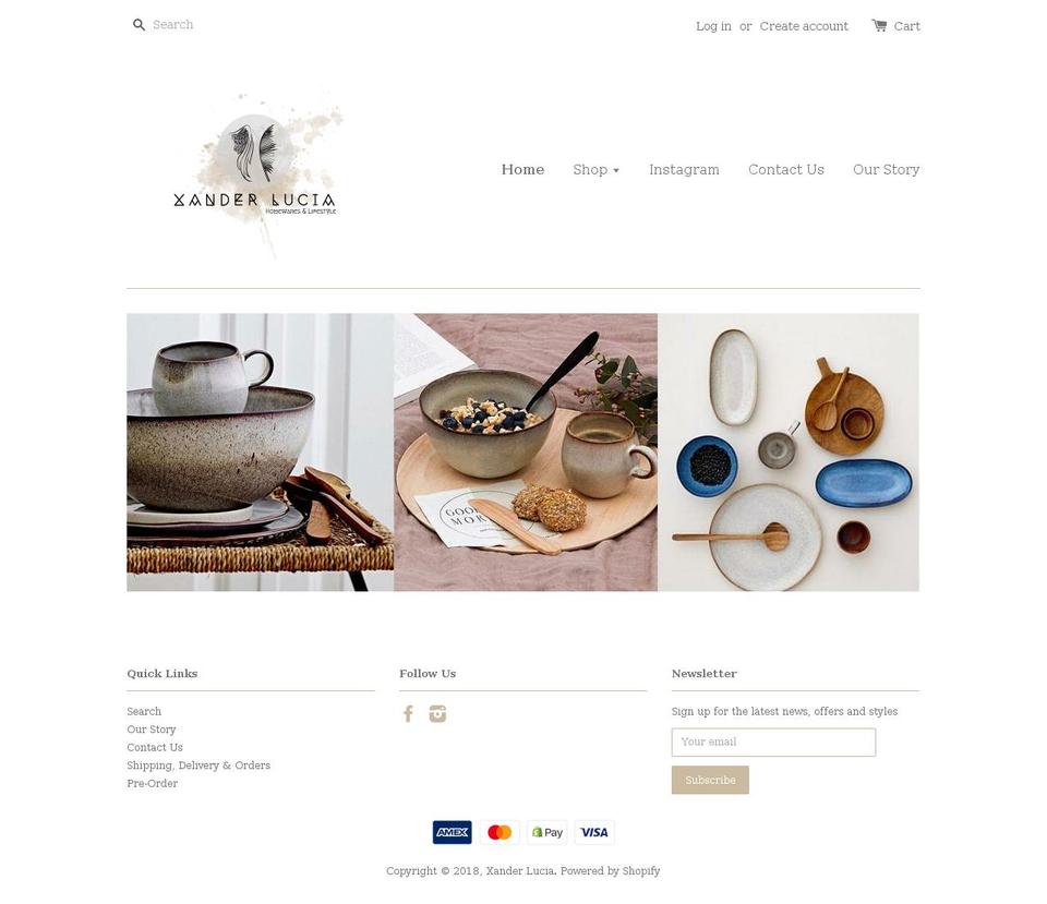 xanderlucia.com shopify website screenshot
