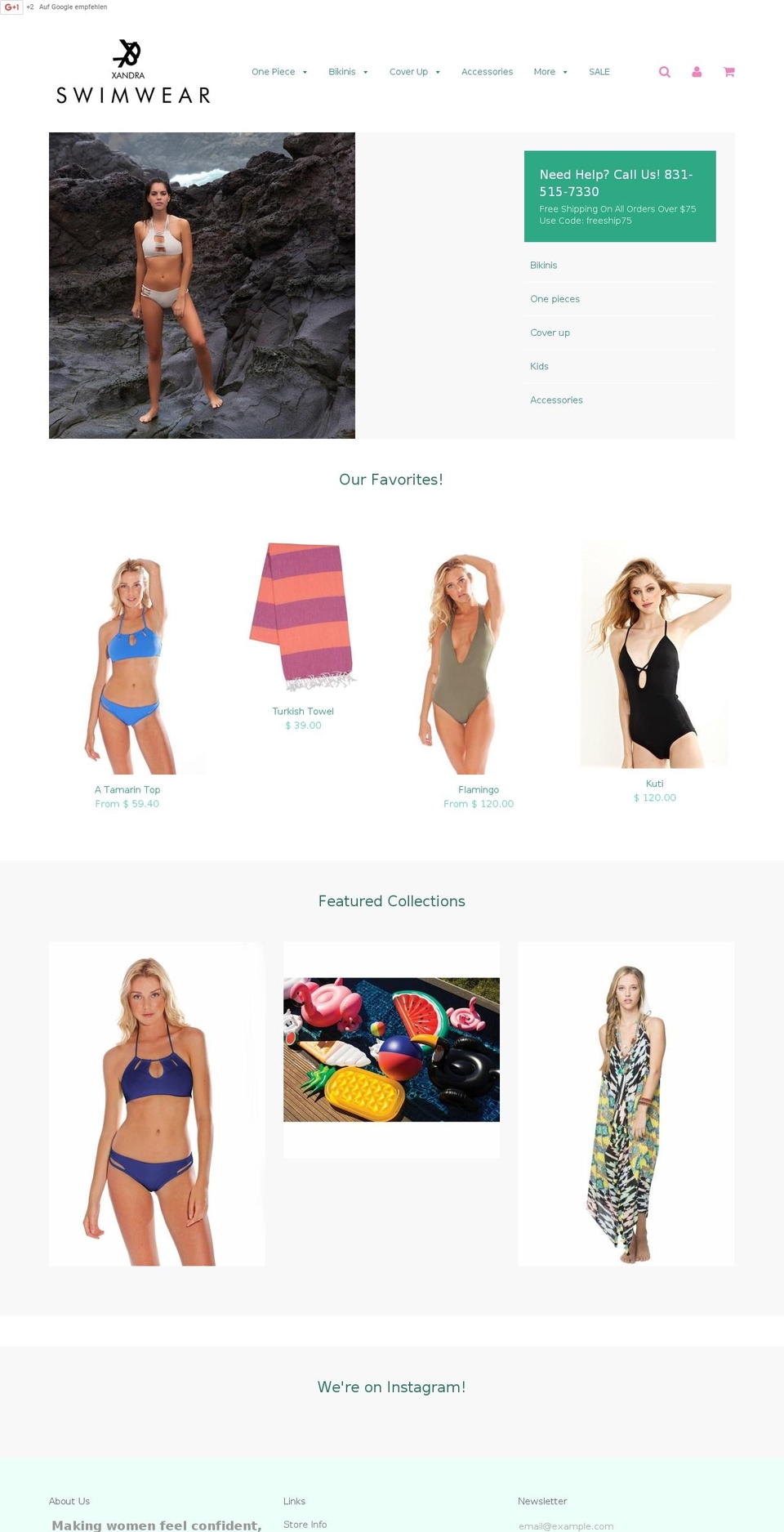 xandraswimwear.com shopify website screenshot