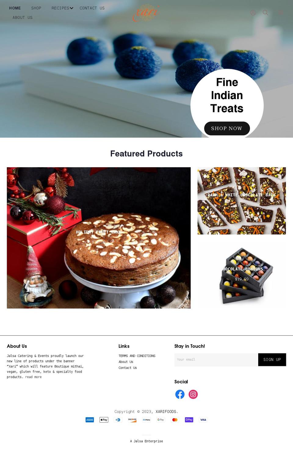 xarifoods.com shopify website screenshot