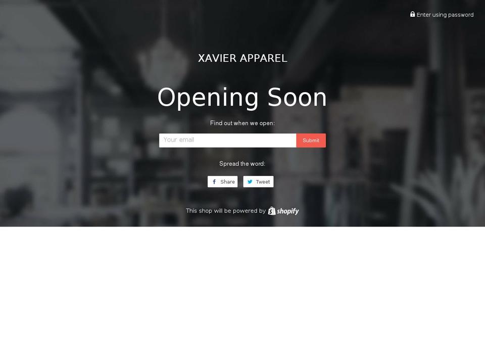 xavierapparel.com shopify website screenshot