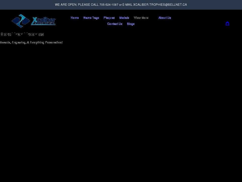 xcalibertrophies.ca shopify website screenshot