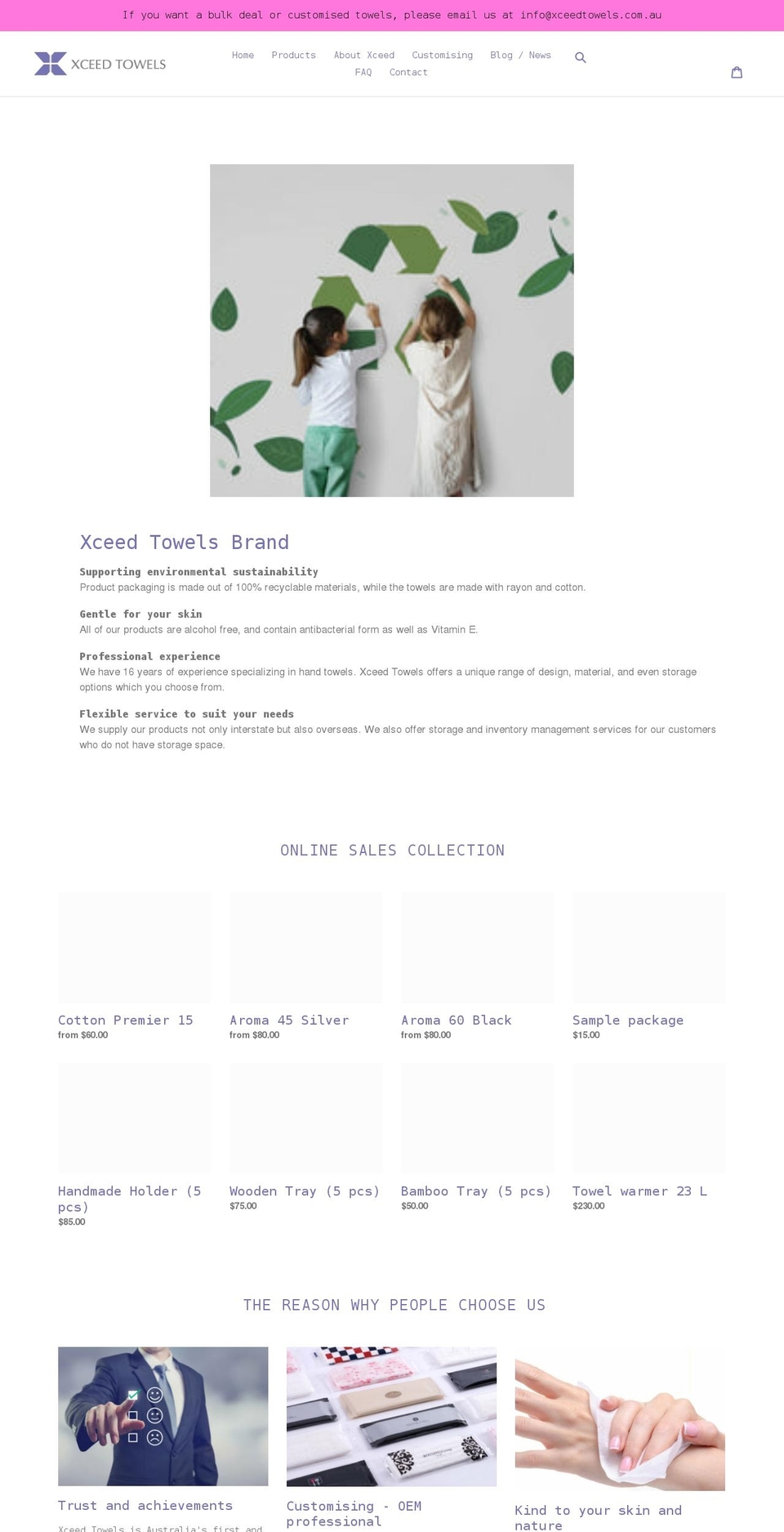xceedtowels.com.au shopify website screenshot