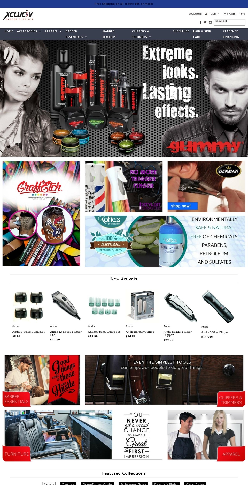 xcluciv.us shopify website screenshot