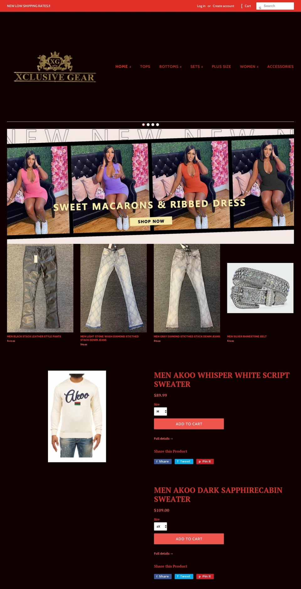 xclusivegearclothing.com — Shopify storefront screenshot