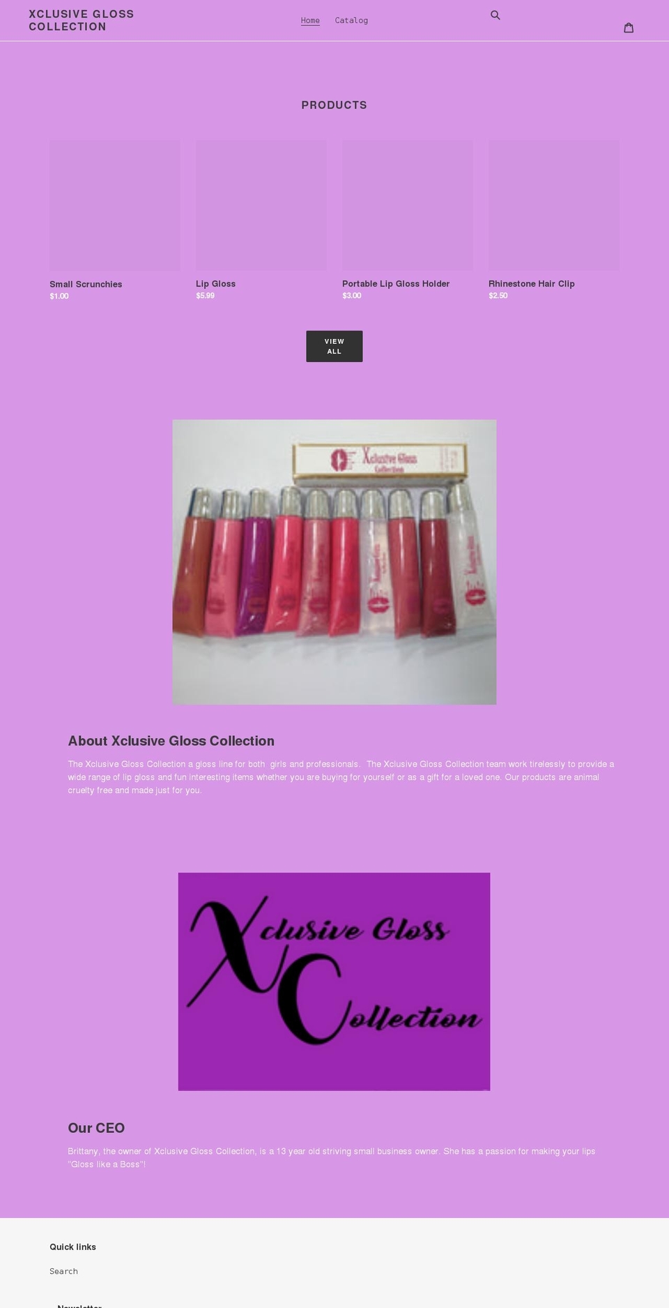 xclusivegloss.com shopify website screenshot