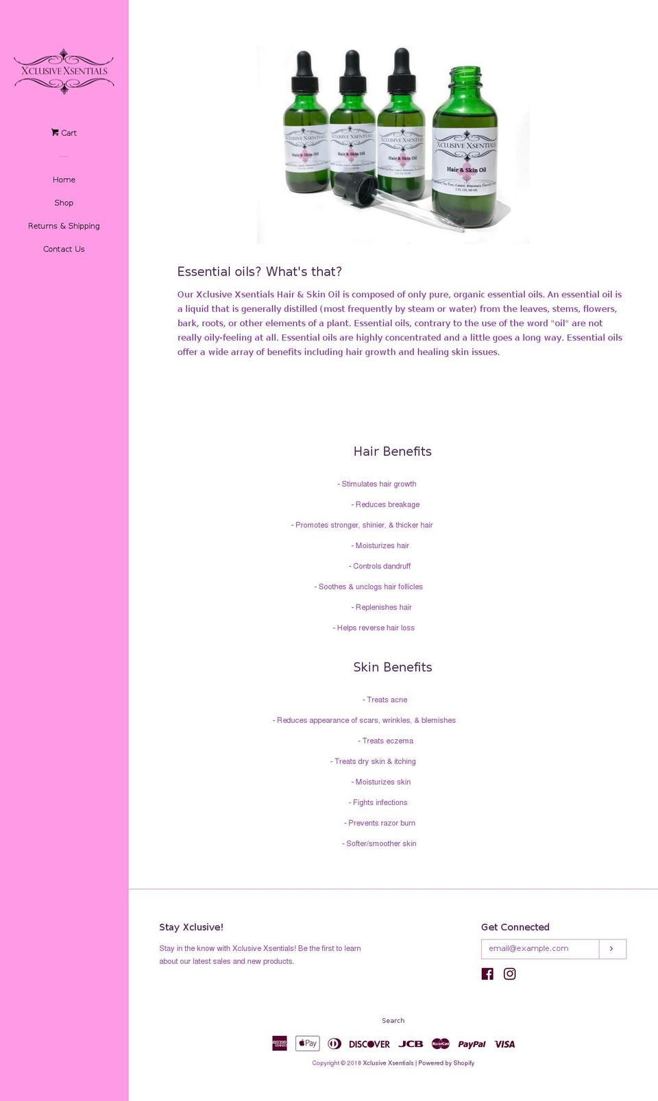 xclusivexsentials.com — Shopify storefront screenshot