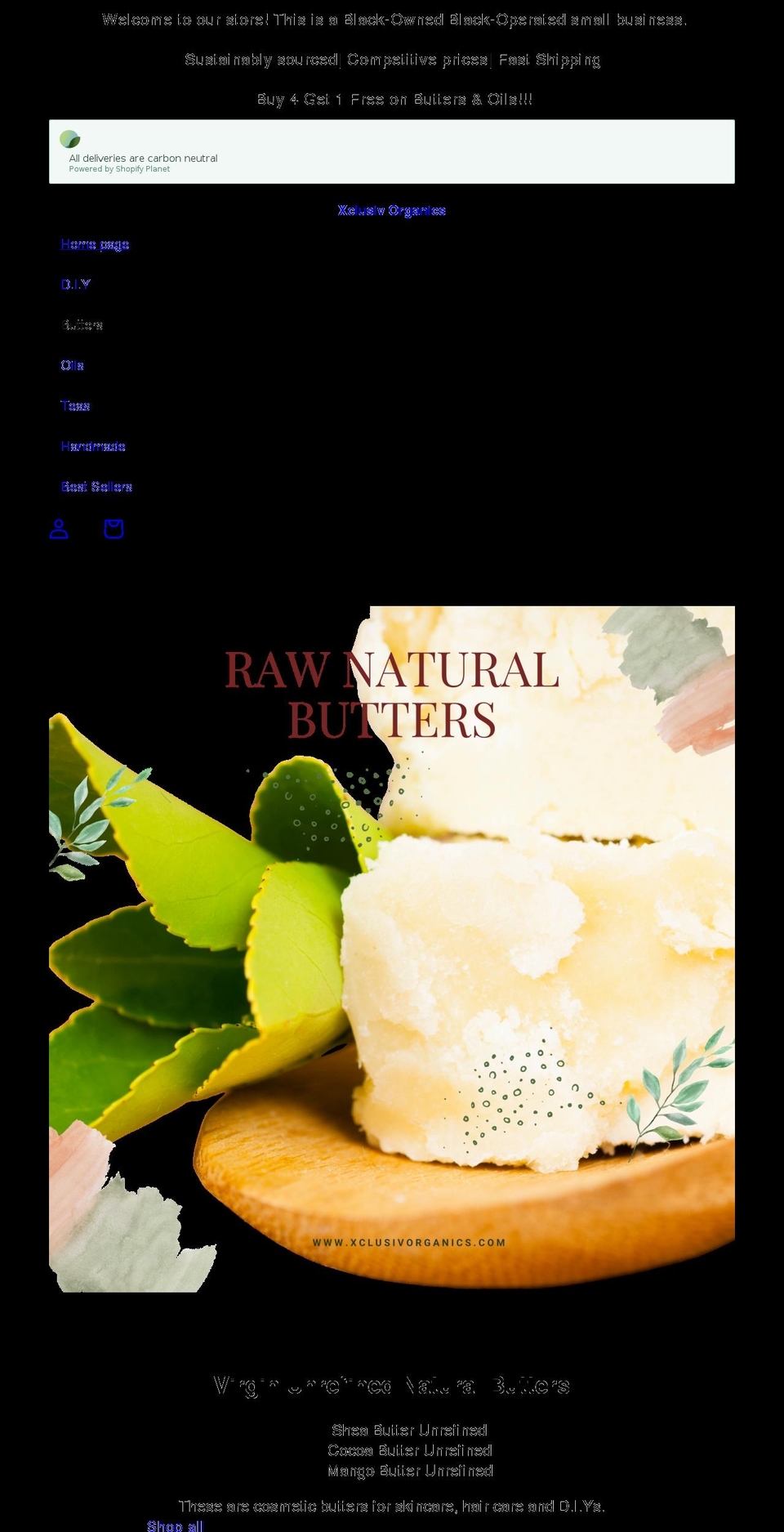 xclusivorganics.com shopify website screenshot