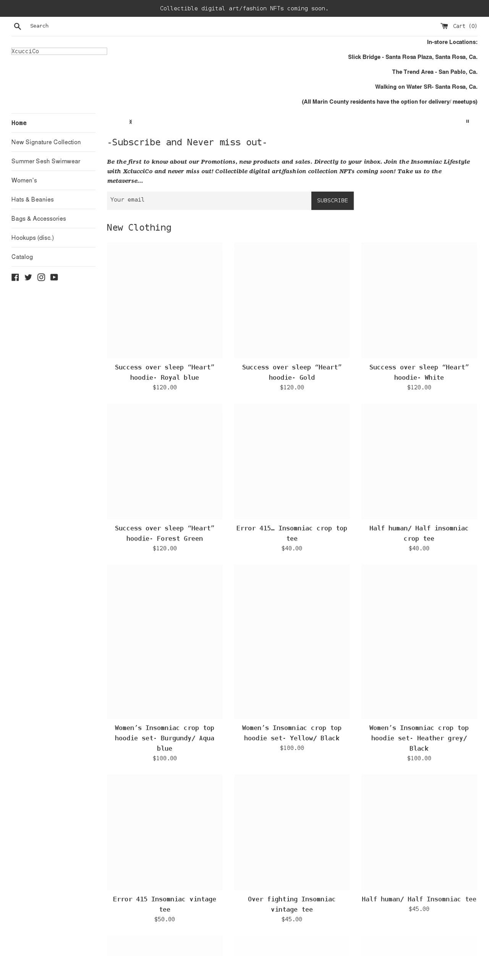 xcoclothing.com shopify website screenshot