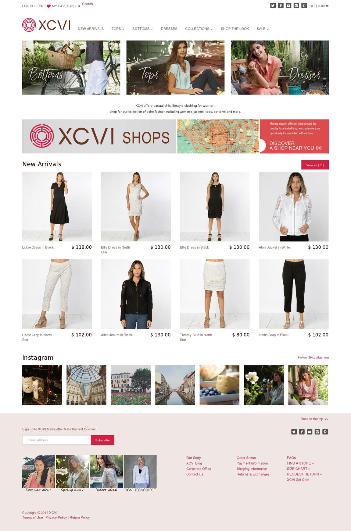 Prestige Shopify theme site example xcvi.com