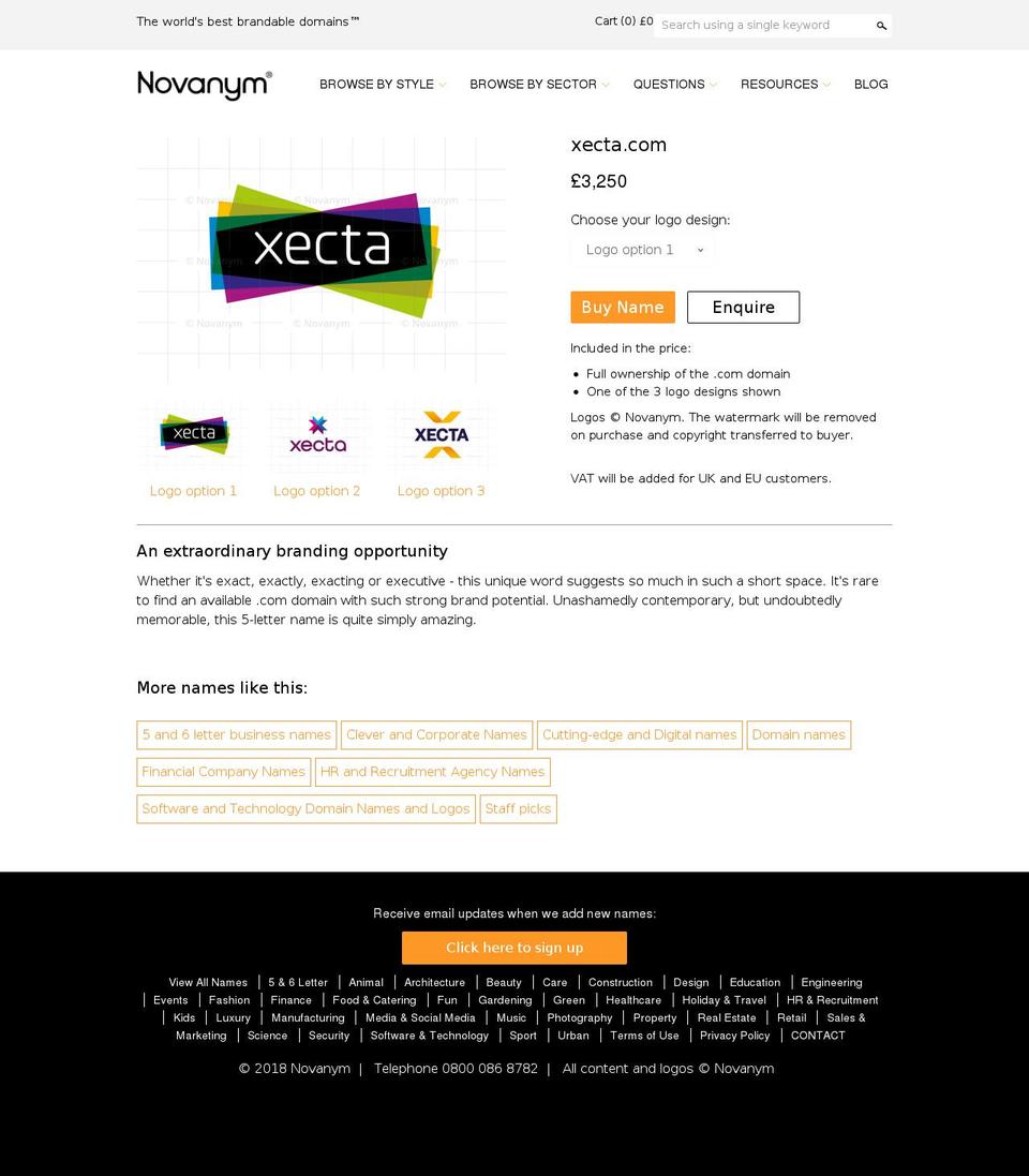 xecta.com shopify website screenshot