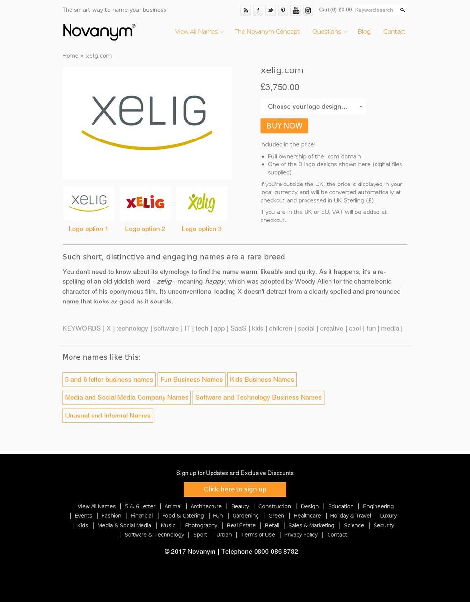 xelig.com shopify website screenshot