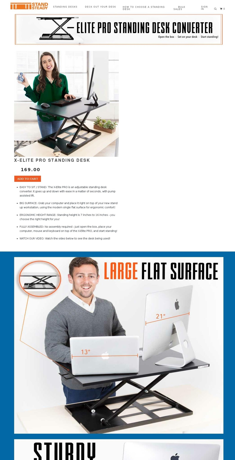 xeliteprostandingdesk.com — Shopify storefront screenshot