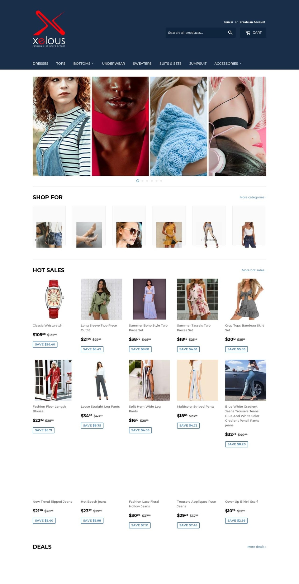 xelous.com shopify website screenshot